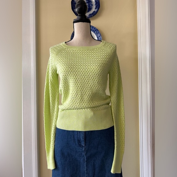 American Eagle | Citrus Green/Yellow Cotton Wool Blend Boat Neck Sweater - Picture 1 of 6